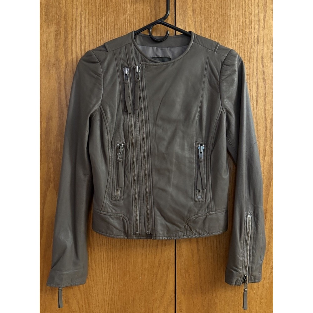 Joie Regal Kaylie Leather Jacket Wms XS in Mink Chocolate Brown Semi Crop Fall‎